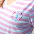 Herzlein T-Shirt aus Baumwolle für Damen mit Leuchtturm Meer Strand gestreift in rosa und weiss