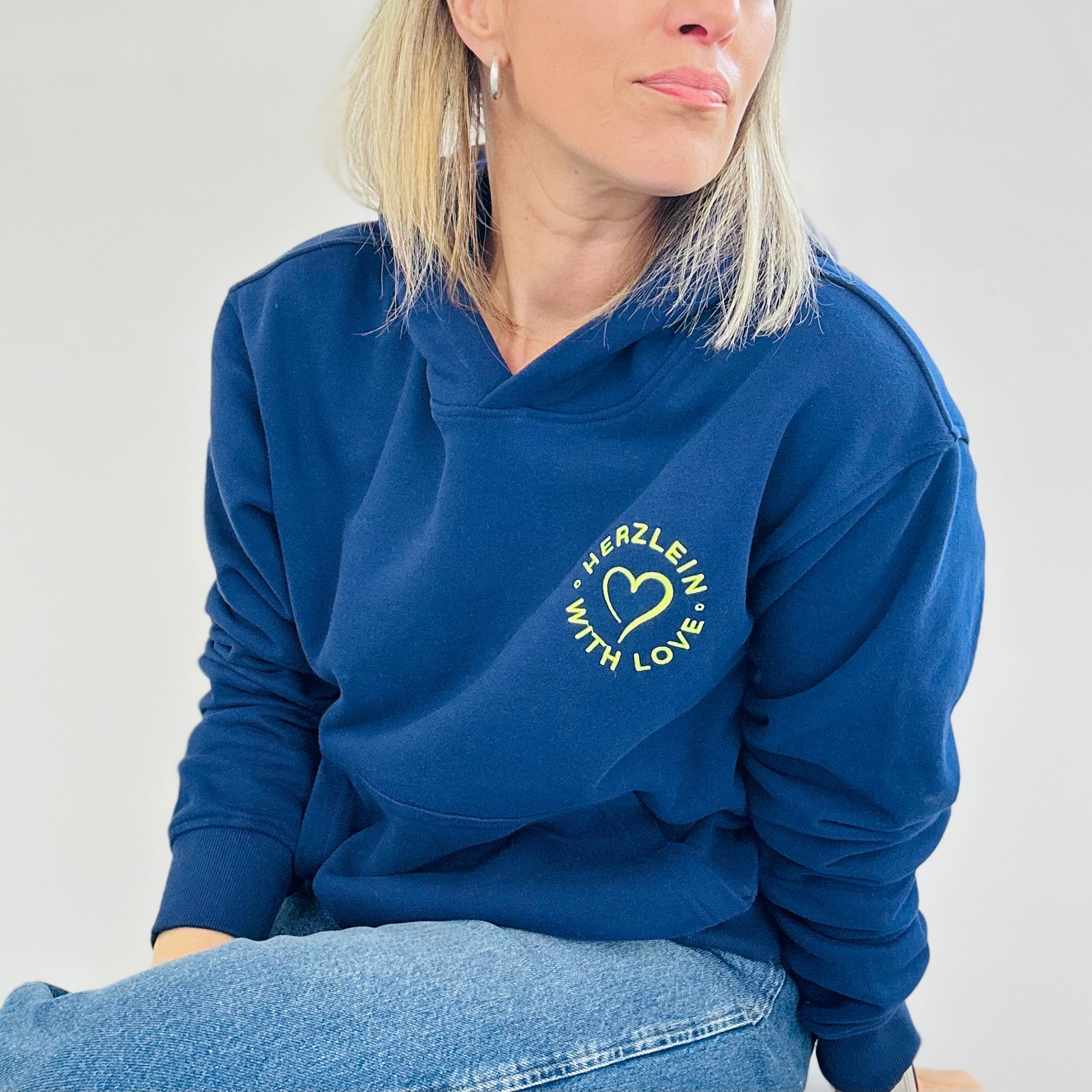 Herzlein® Basic Hoodie in Navy Blau