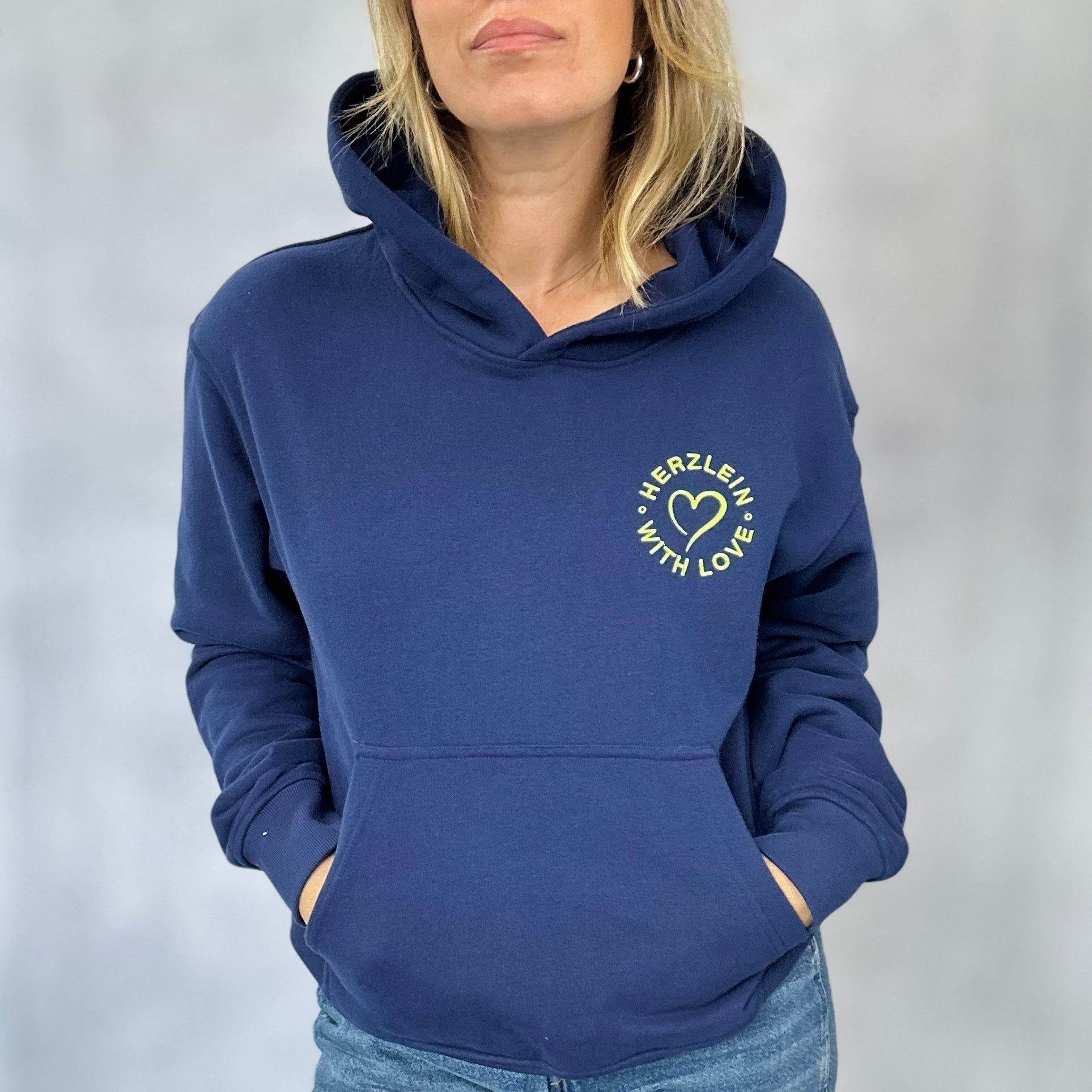 Herzlein® Basic Hoodie in Navy Blau