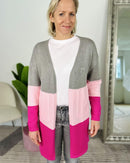 Herzlein® Cardigan "Vanessa" in Grau - Rosa - Pink