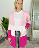 Herzlein® Cardigan "Vanessa" in Rosa - Cremeweiß - Pink