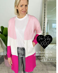 Herzlein® Cardigan "Vanessa" in Rosa - Cremeweiß - Pink