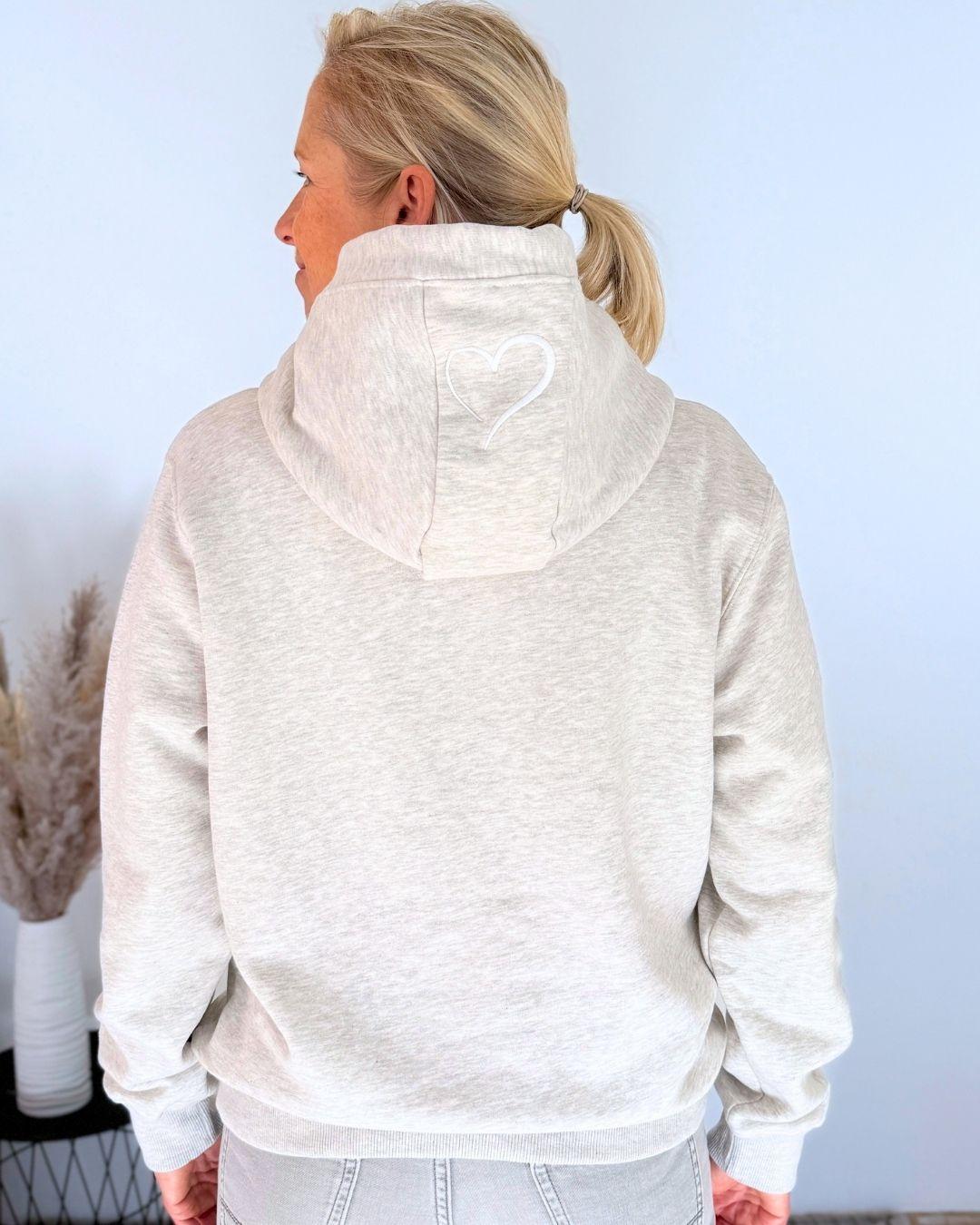 Herzlein® Hoodie "Kaffeeliebe" in Grau meliert