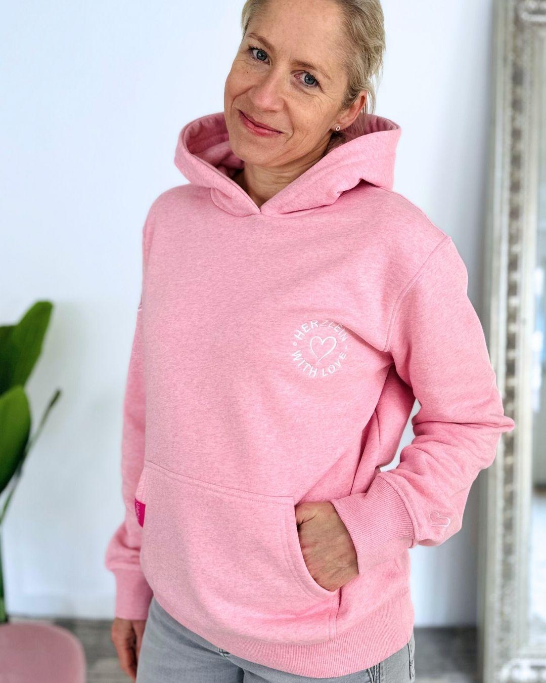 Herzlein® Hoodie "Strand" in meliertem Rosa