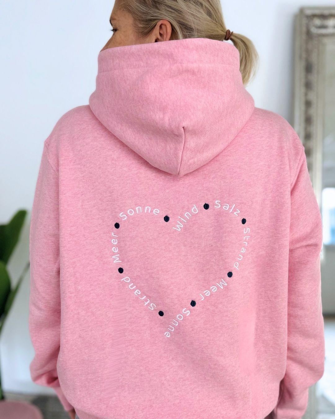 Herzlein® Hoodie "Strand" in meliertem Rosa