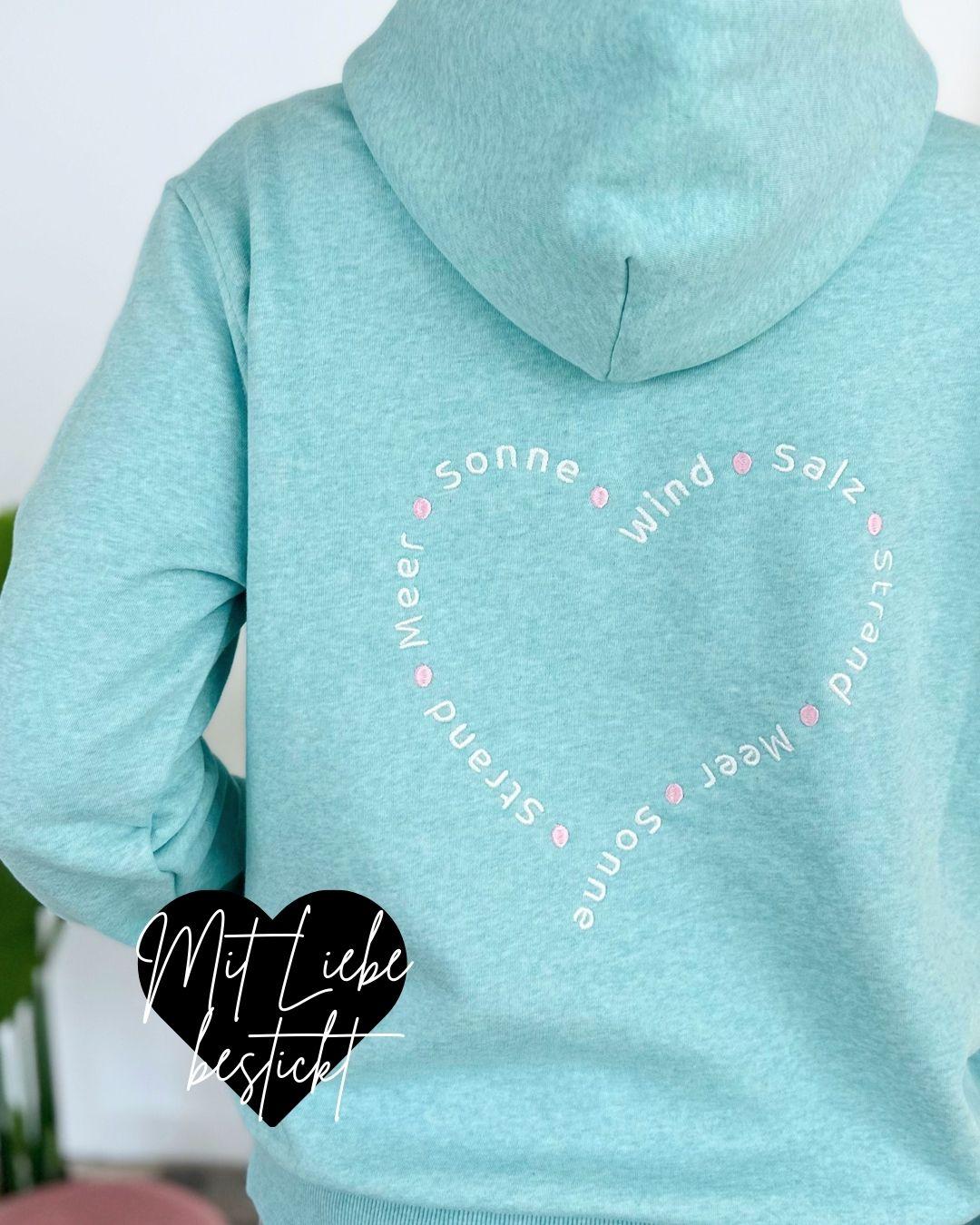 Herzlein® Hoodie "Strand" in meliertem Mint