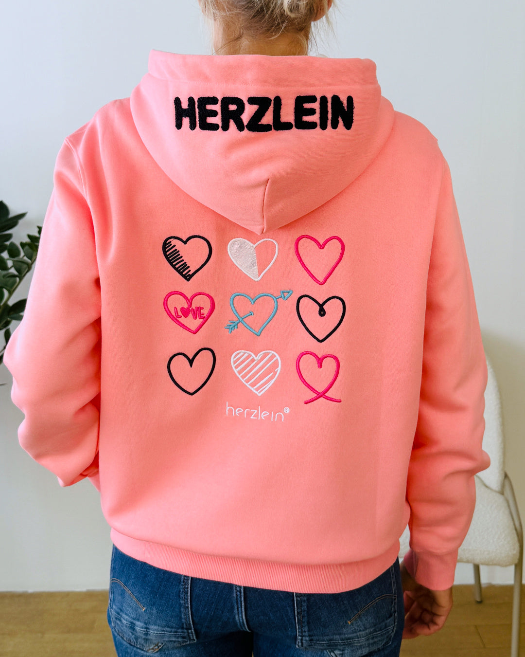 Herzlein® Sweatjacke "Love Hearts" in Coral