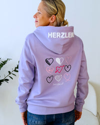 Herzlein® Sweatjacke "Love Hearts" in Lavendel