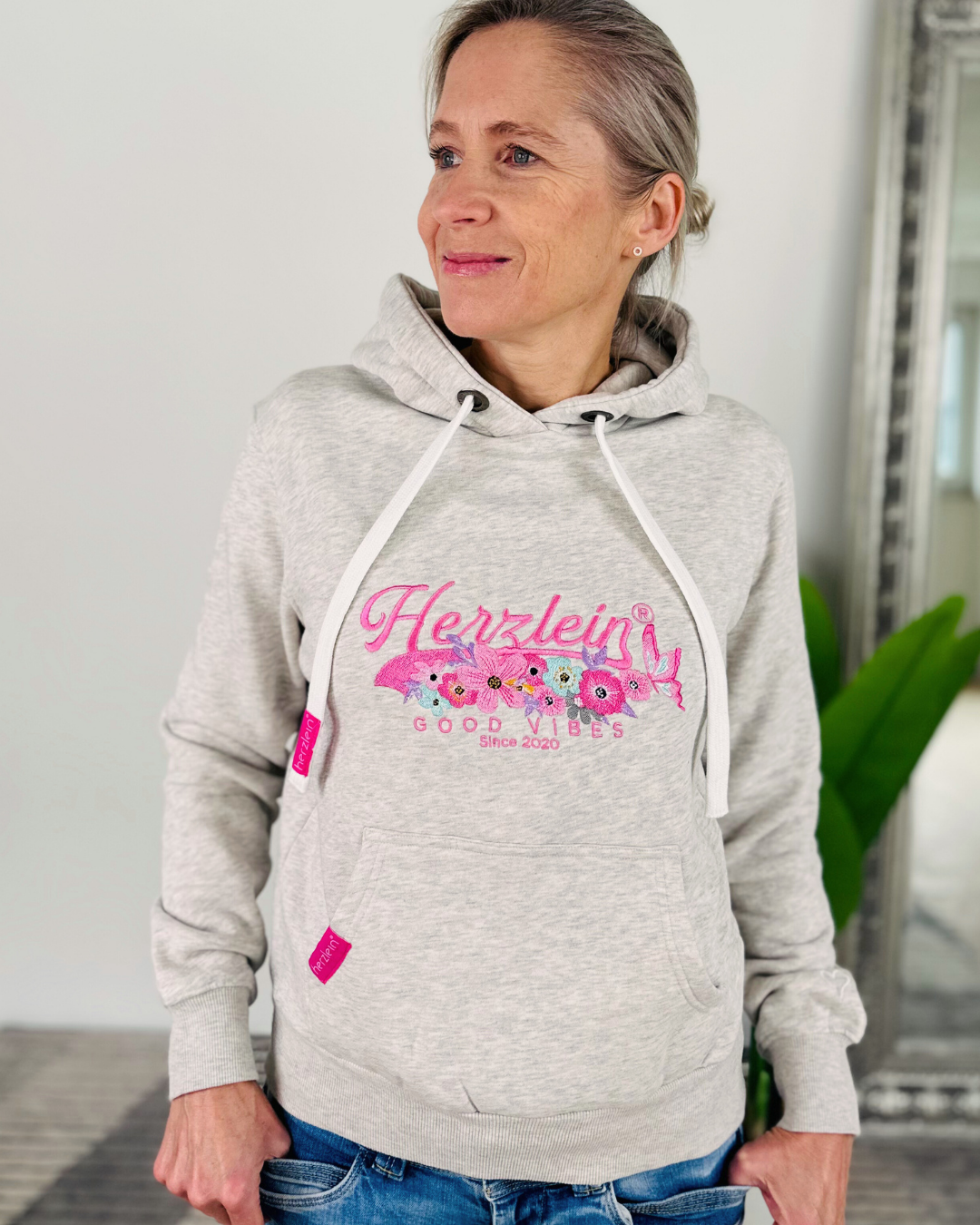 Herzlein® Hoodie "Vintage" in meliertem Grau