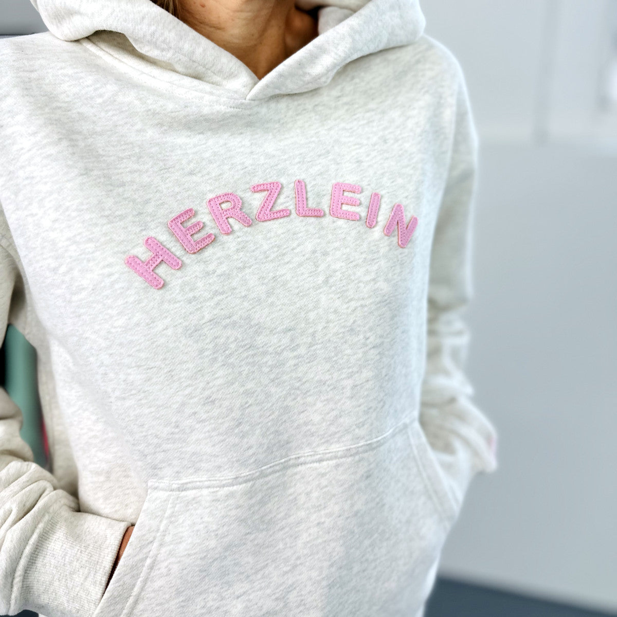 Herzlein® Hoodie in Beige-Grau meliert