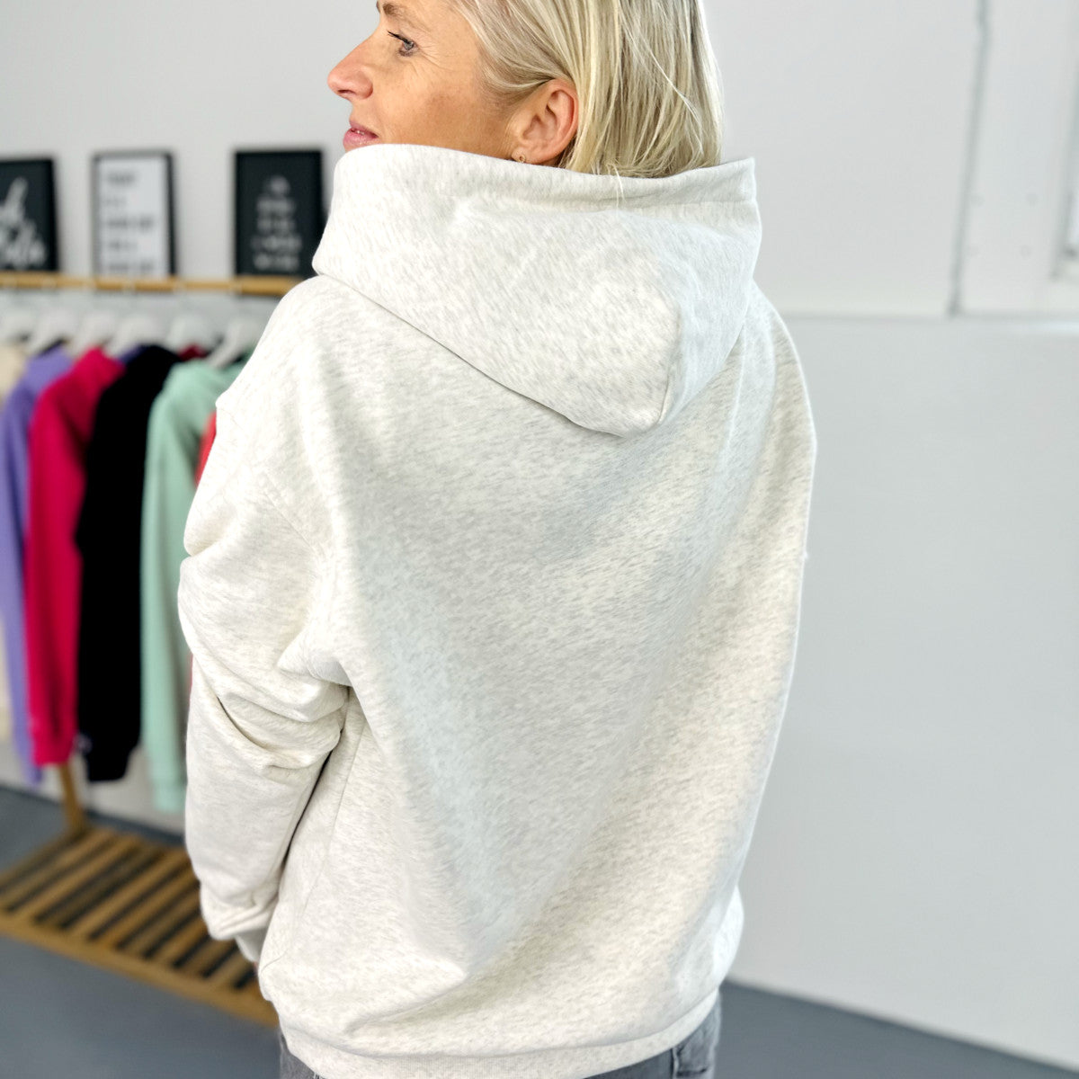 Herzlein® Hoodie in Beige-Grau meliert