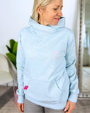 Herzlein® Kuschel Hoodie "Smiley" in meliertem Hellblau