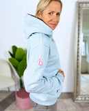 Herzlein® Kuschel Hoodie "Smiley" in meliertem Hellblau