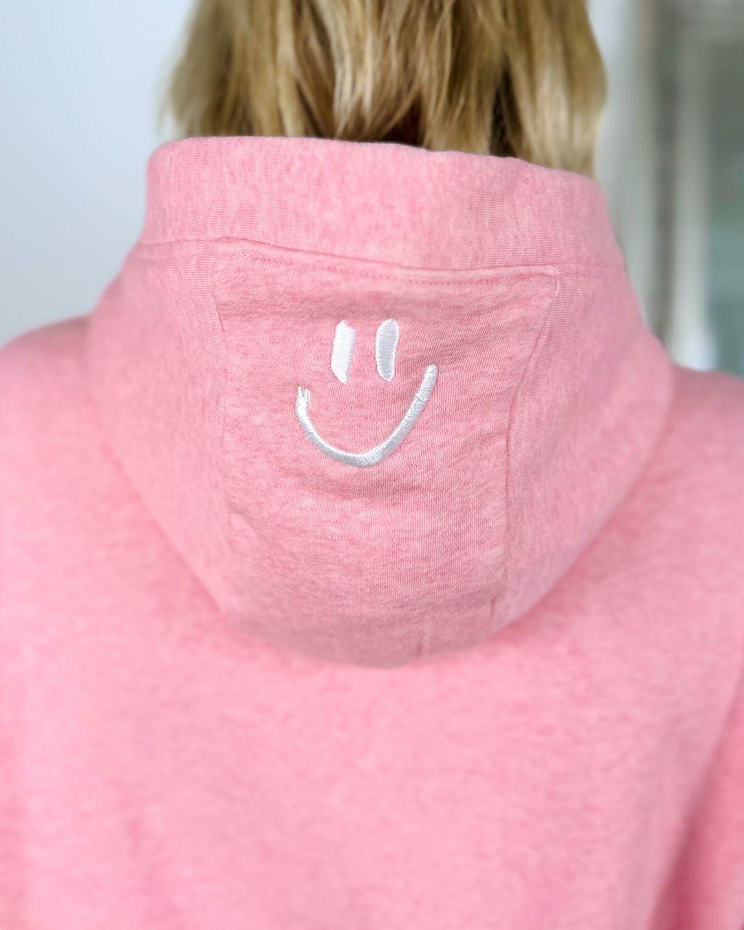 Herzlein® Kuschel Hoodie "Smiley" in meliertem Rosa