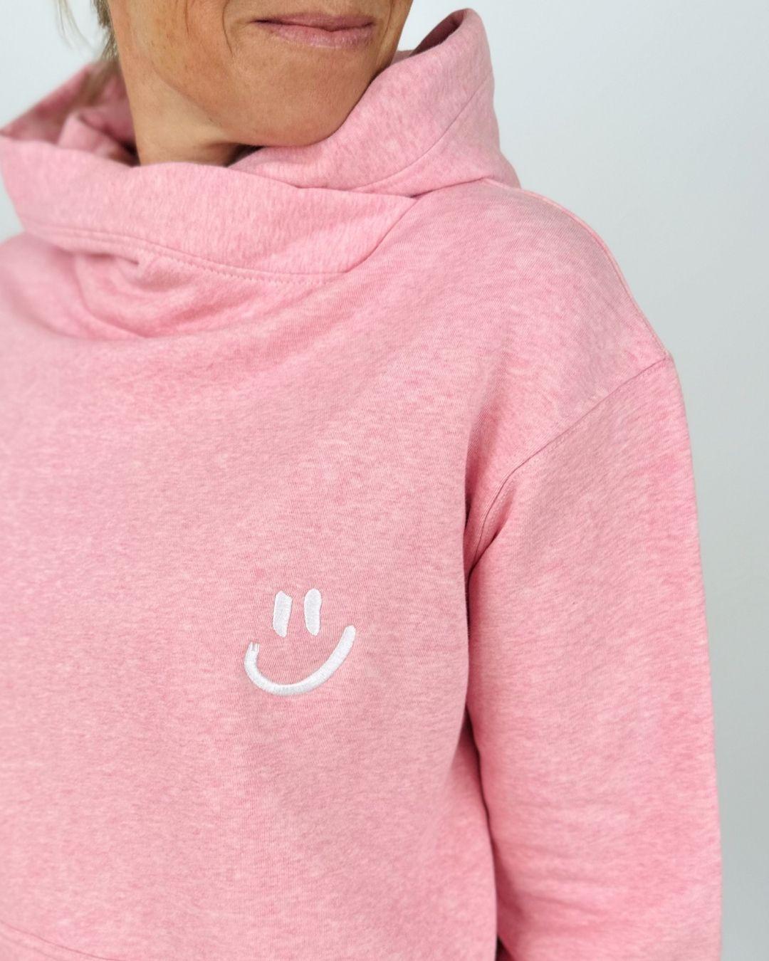 Herzlein® Kuschel Hoodie "Smiley" in meliertem Rosa
