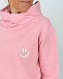 Herzlein® Kuschel Hoodie "Smiley" in meliertem Rosa
