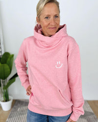 Herzlein® Kuschel Hoodie "Smiley" in meliertem Rosa