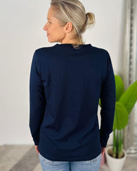 Herzlein® Longsleeve-Shirt mit Herzchen in Navy Blau