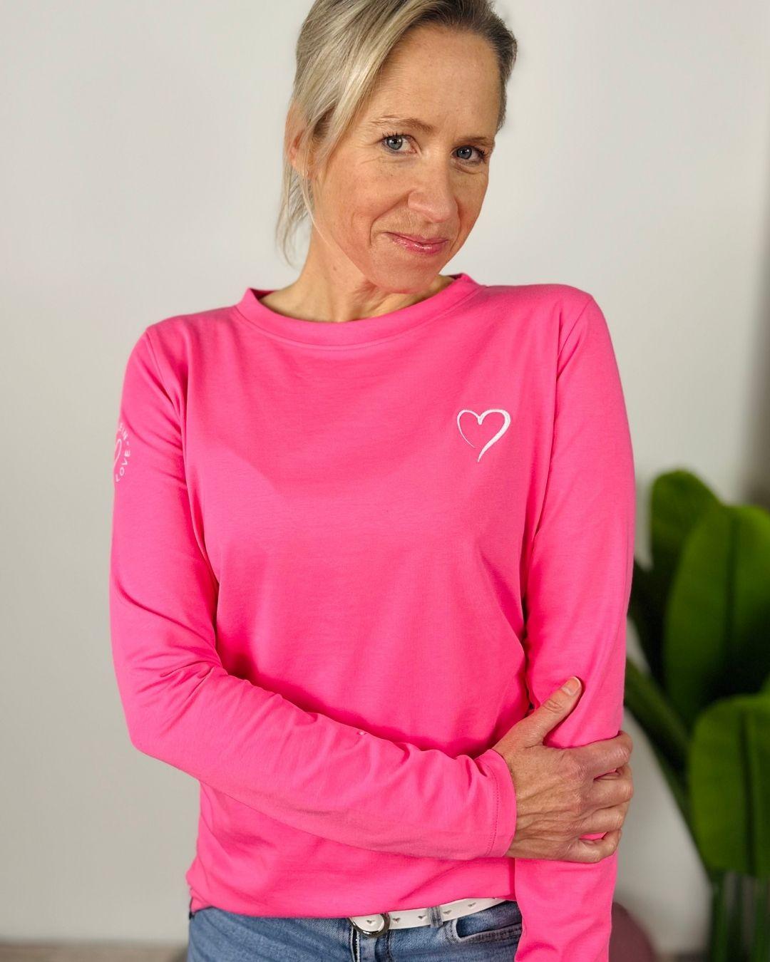 Herzlein® Longsleeve-Shirt mit Herzchen in Pink