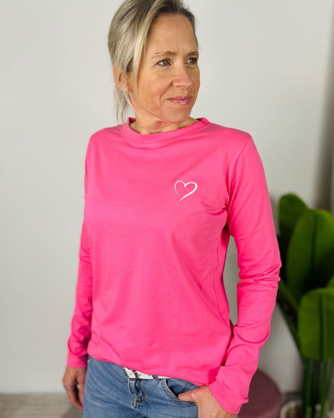 Herzlein® Longsleeve-Shirt mit Herzchen in Pink
