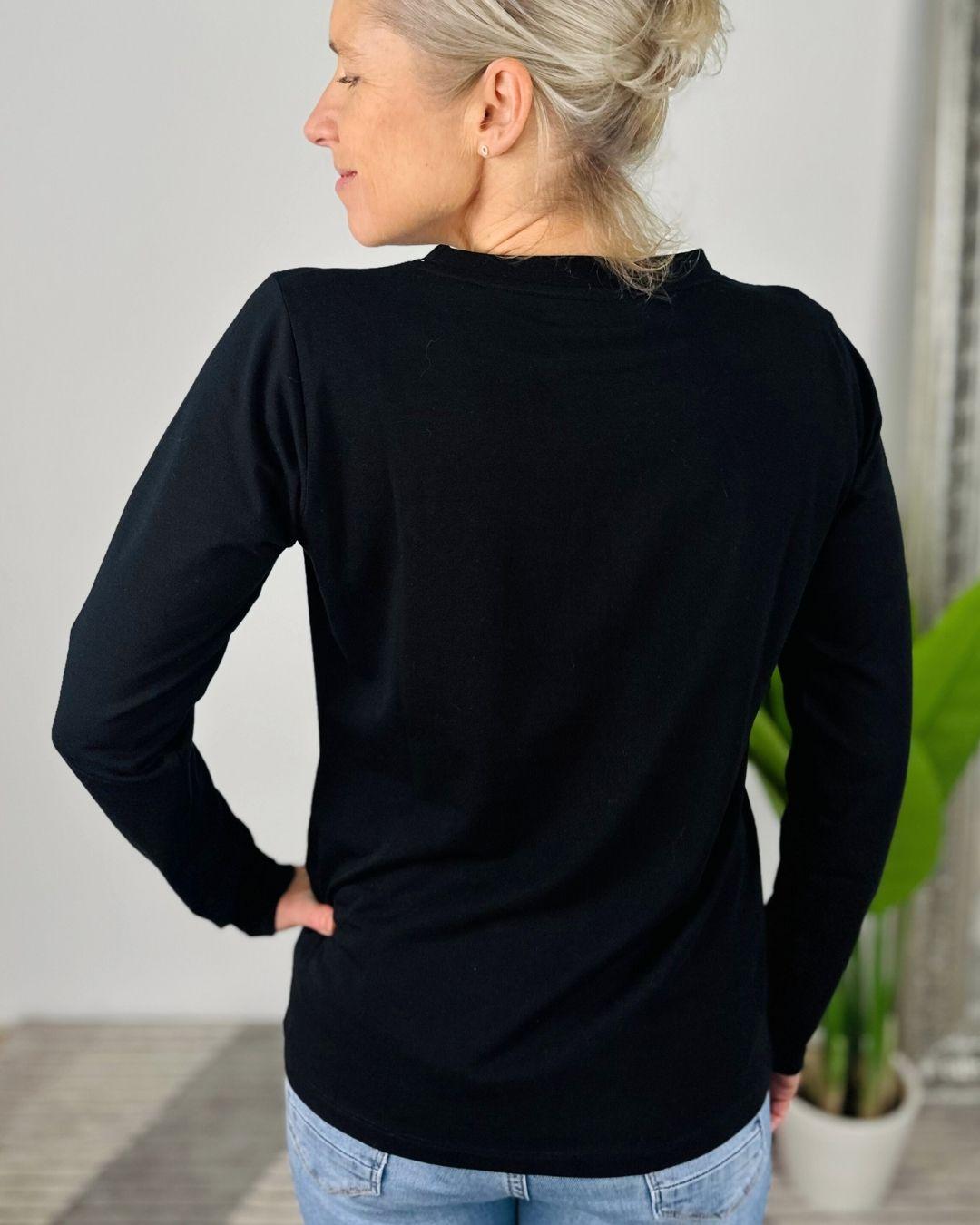 Herzlein® Longsleeve-Shirt mit Herzchen in Schwarz