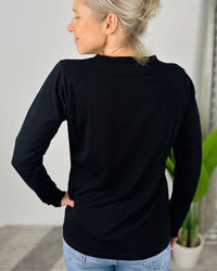 Herzlein® Longsleeve-Shirt mit Herzchen in Schwarz