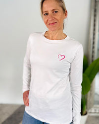 Herzlein® Longsleeve-Shirt mit Herzchen in Weiß