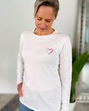 Herzlein® Longsleeve-Shirt mit Herzchen in Weiß