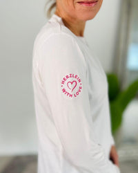 Herzlein® Longsleeve-Shirt mit Herzchen in Weiß
