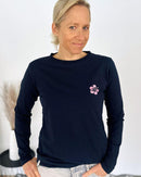 Herzlein® Longsleeve-Shirt mit Hibiskus in Navy