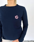 Herzlein® Longsleeve-Shirt mit Hibiskus in Navy