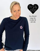 Herzlein® Longsleeve-Shirt mit Hibiskus in Navy
