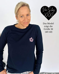 Herzlein® Longsleeve-Shirt mit Hibiskus in Navy