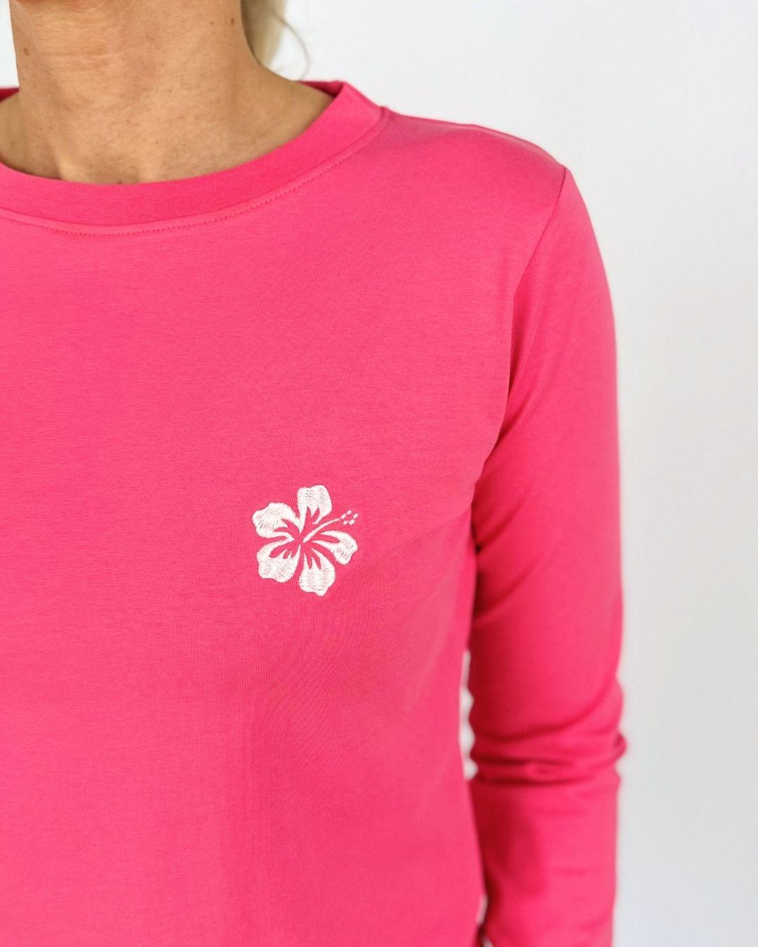 Herzlein® Longsleeve-Shirt mit Hibiskus in Pink