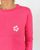 Herzlein® Longsleeve-Shirt mit Hibiskus in Pink