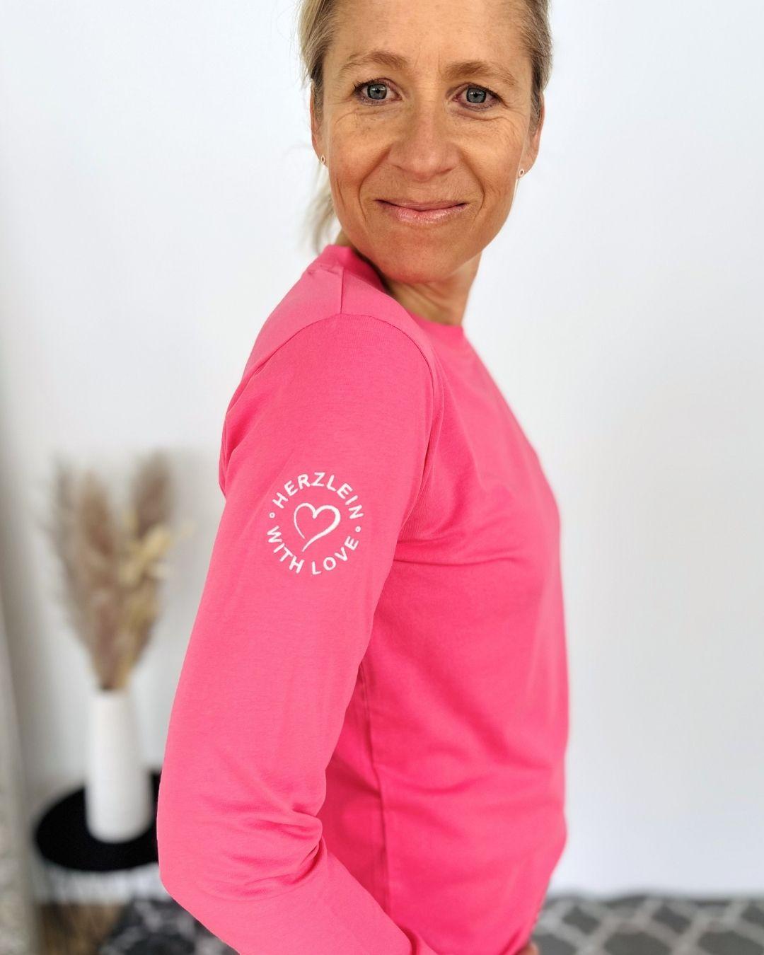 Herzlein® Longsleeve-Shirt mit Hibiskus in Pink