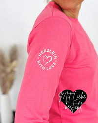 Herzlein® Longsleeve-Shirt mit Hibiskus in Pink