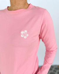 Herzlein® Longsleeve-Shirt mit Hibiskus in Rosa