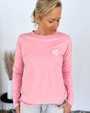 Herzlein® Longsleeve-Shirt mit Hibiskus in Rosa