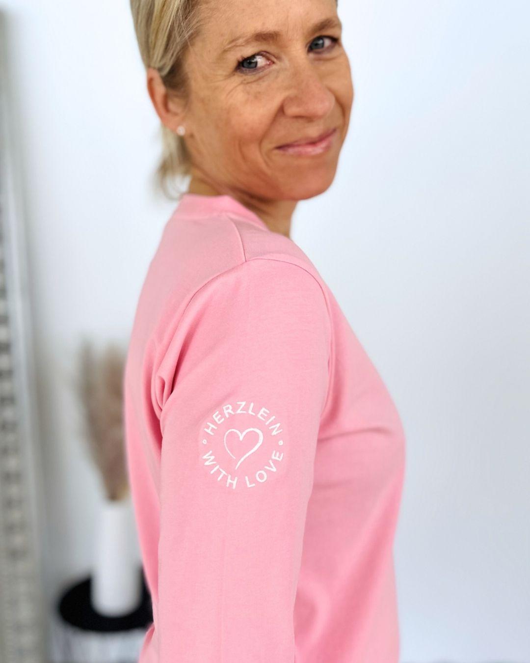Herzlein® Longsleeve-Shirt mit Hibiskus in Rosa