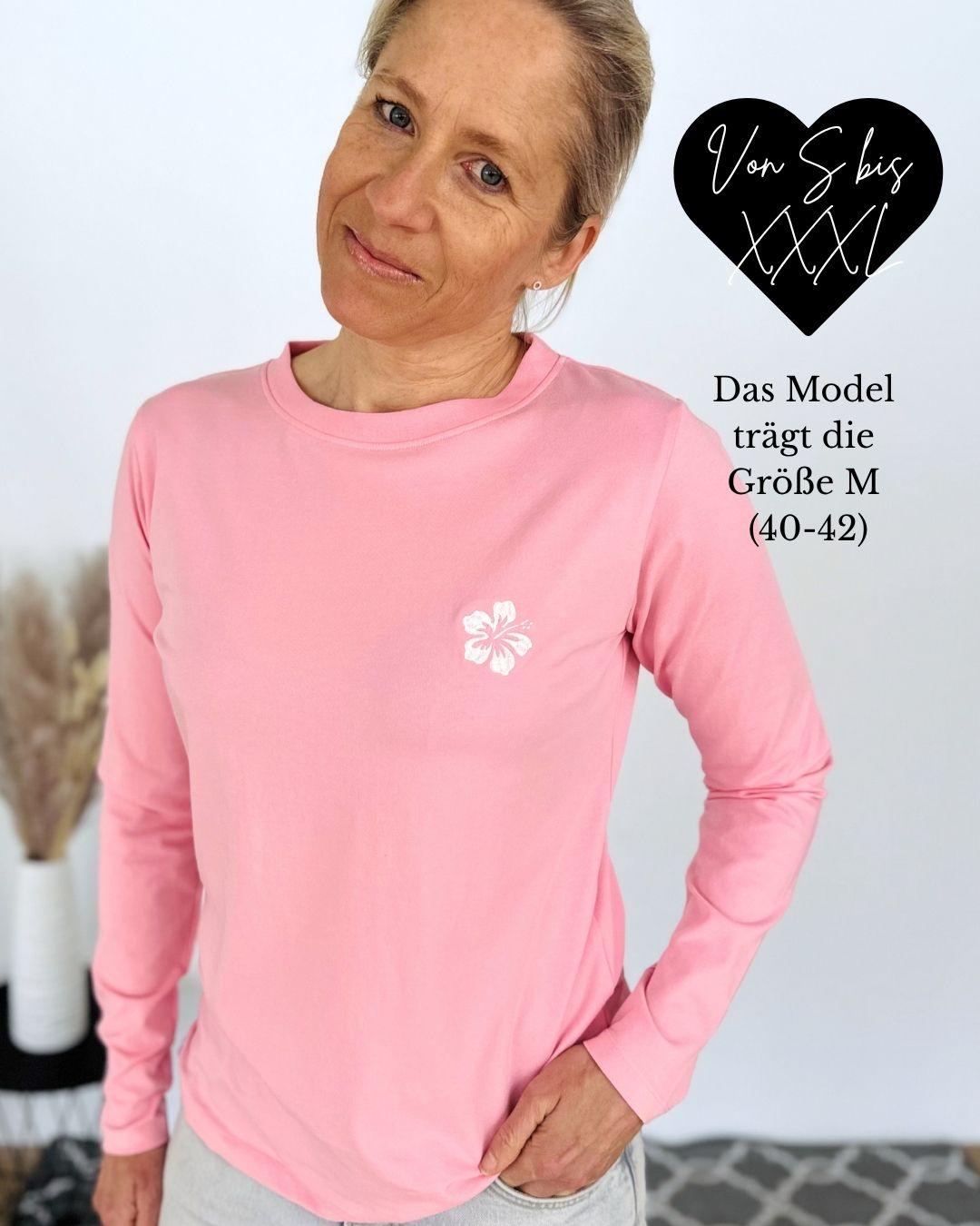 Herzlein® Longsleeve-Shirt mit Hibiskus in Rosa