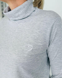 Herzlein® Longsleeve mit Rollkragen "Herz" in Grau meliert