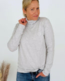 Herzlein® Longsleeve mit Rollkragen "Herz" in Grau meliert