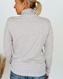 Herzlein® Longsleeve mit Rollkragen "Herz" in Grau meliert