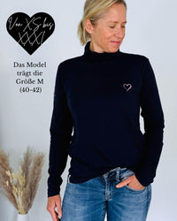 Herzlein® Longsleeve-Shirt mit Rollkragen "Herz" in Navy