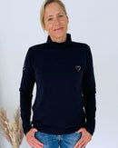 Herzlein® Longsleeve-Shirt mit Rollkragen "Herz" in Navy