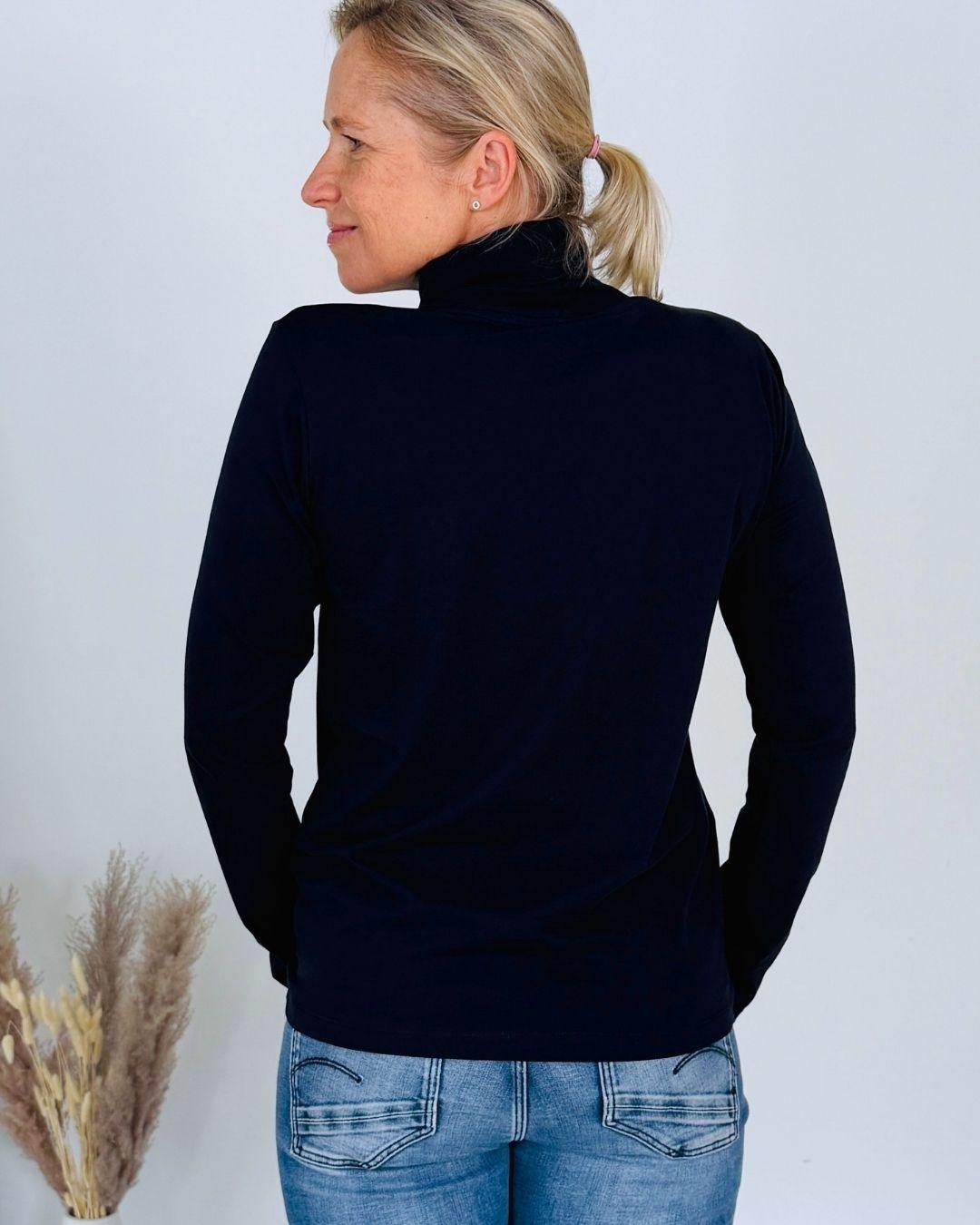 Herzlein® Longsleeve-Shirt mit Rollkragen "Herz" in Navy