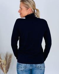 Herzlein® Longsleeve-Shirt mit Rollkragen "Herz" in Navy