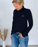 Herzlein® Longsleeve-Shirt mit Rollkragen "Herz" in Navy