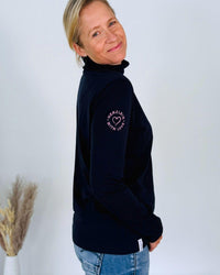 Herzlein® Longsleeve-Shirt mit Rollkragen "Herz" in Navy